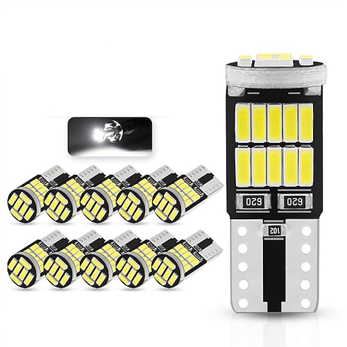 

OTOLAMPARA 10PCS W5W T10 LED Bulbs CAN-bus Car Width Light 4014 26SMD 168 194 LED W5W Car Interior Dome Reading License Plate Light Signal Lamp Colors Optional