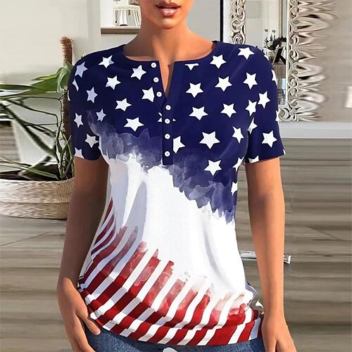 

2022 Ladies Independence Day Printed Door Tube Short Sleeve T-Shirt