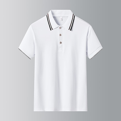 

Men's Collar Polo Shirt Golf Shirt Solid Color Turndown Yellow Red White Black Daily Short Sleeve Button-Down Clothing Apparel Lightweight Breathable Comfortable / Summer / Summer