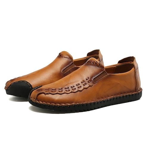 

Homens Mocassins e Slip-Ons Tamanhos Grandes Costura à mão Clássico Casual Diário Escritório e Carreira Couro Ecológico Castanho Claro Preto Marron Verão Primavera