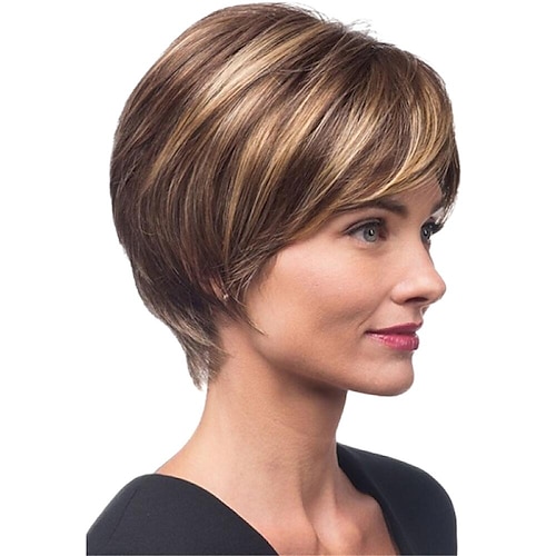 

13x4x1 Lace Front Wig Highlight Short Pixie Cut Wig Glueless Preplucked and Bleached Knots Lace Wig Human Hair For Black Women