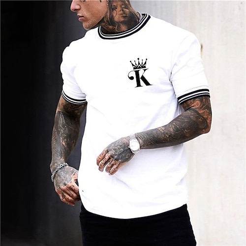 

Men's Unisex T shirt Tee Graphic Prints Poker Crew Neck White Black Outdoor Street Short Sleeve Print Clothing Apparel Sports Designer Casual Big and Tall / Summer / Summer