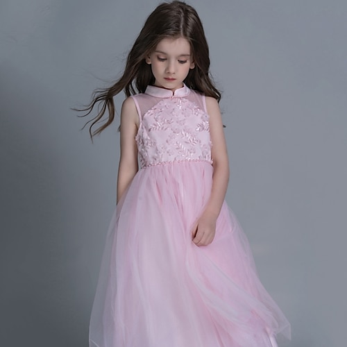 

Kids Little Girls' Dress Floral A Line Dress Performance Christening dress Pleated Lace Print Blue Pink Knee-length Sleeveless Cute Sweet Dresses Summer Regular Fit 3-12 Years