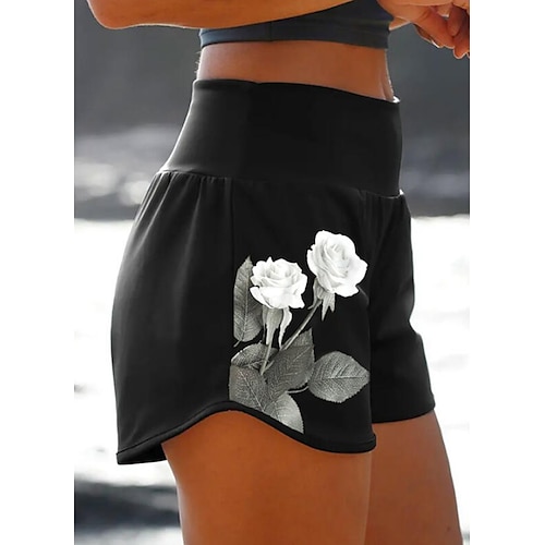 

Women's Swimwear Beach Bottom Normal Swimsuit High Waisted Floral Print Black Bathing Suits Sports Vacation Holiday / New