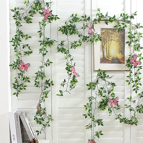 

3PCS Artificial Plants 200CM Butterfly Mandala Grass Vine Wall Flower