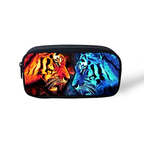 

Unisex Pencil Cases Polyester Zipper Cartoon Cat Floral Print Daily Office & Career Black