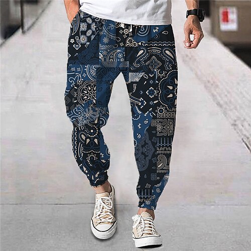 

Men's Joggers Trousers Beach Pants Drawstring Elastic Waist 3D Print Graphic Prints Flower / Floral Comfort Breathable Sports Outdoor Casual Daily Streetwear Designer Blue Micro-elastic / Elasticity