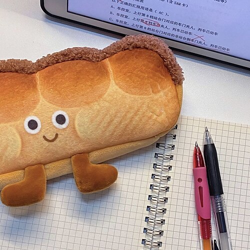 

Kid's Toast Pencil Cases Bread Pecil Box Polyester Cartoon Daily can't afford to offend make me see don't mess with me