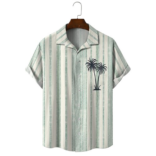 

Men's Shirt Graphic Shirt Tree Turndown Light Green Print Street Daily Short Sleeve Button-Down Print Clothing Apparel Fashion Designer Casual Breathable