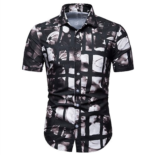 

Hombre Camisa Graphic Cuello Vuelto Negro Impresión 3D Calle Diario Manga Corta 3D Abotonar Ropa Moda Casual Cómodo / Playa