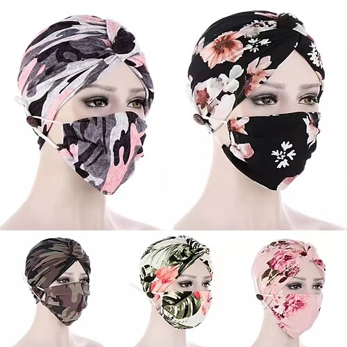 

Fashion Floral Print Elastic Turban for Women Fashion Headband New Turban Button Turban Fashion Muslim Hijab Scarf Headscarf Bonnet