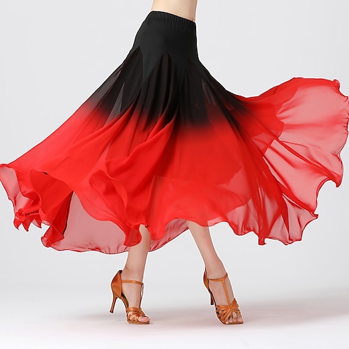

Ballroom Dance Activewear Skirts Ruching Splicing Women's Training Performance High Chiffon Polyester