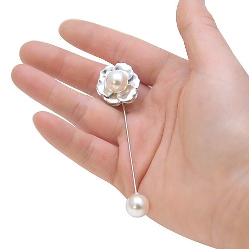 

Women's Brooches Flower Shape Stylish Pearl Brooch Jewelry Golden White For Wedding