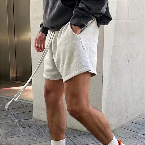 

Hombre Activo Pantalón corto Correa Cintura elástica Color sólido Comodidad Transpirable Corto Deporte Casual Diario Mezcla de Algodón Moda Ropa de calle Blanco Negro Microelástico