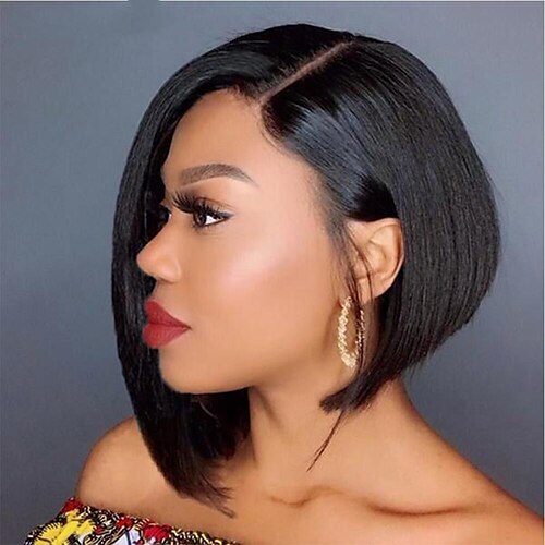 

Short Pixie Cut Bob Wig Straight Human Hair 130% Density Glueless 13X4X1 Lace Front Bob Wigs Side Part Brazilian Transparent Lace Wig