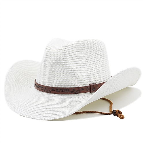 

Summer Outdoor Men Women Western Cowboy Straw Hats Curled Brim Breathable Holiday Beach Jazz Cap Fishing Sun Protection Hat