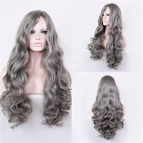 

Synthetic Wig Wavy Asymmetrical Machine Made Wig Long A1 Synthetic Hair Women's Soft Classic Easy to Carry Gray / Daily Wear / Party / Evening