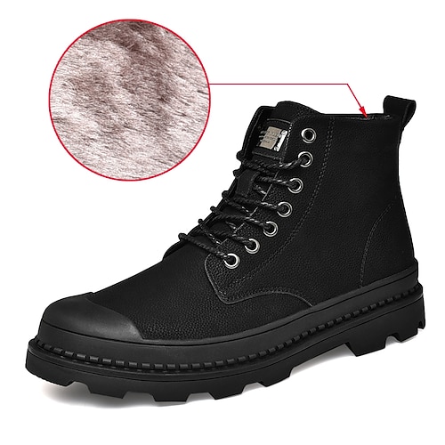 

Men's Sneakers Boots Snow Boots Casual Classic Daily Outdoor PU Black Fall Winter