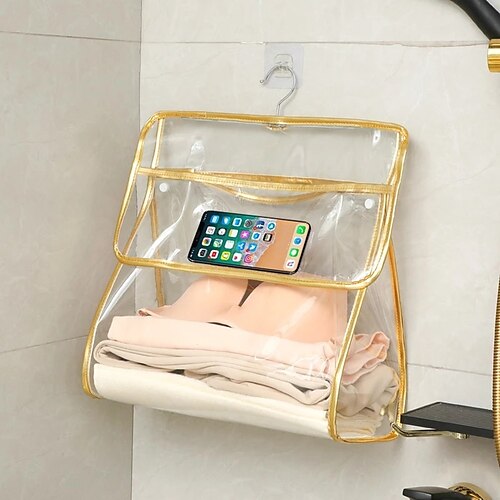 

Transparent PVC Waterproof Bag Bathroom Shower Organizer Women Travel Bag Wall-mounted Bathroom Hanging Storage Bag Durable