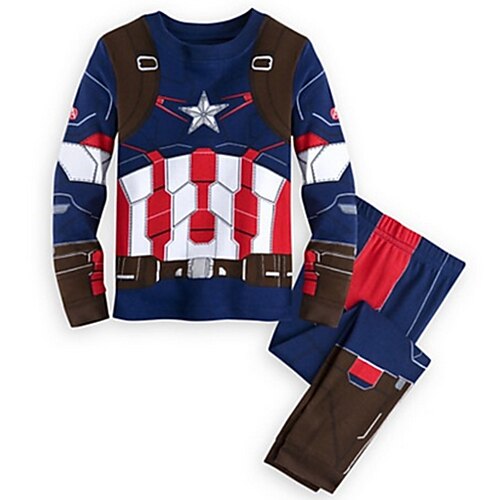 

Kids Boys Halloween Hoodie Pants Clothing Set 2 Pieces Long Sleeve Navy Blue Cartoon Crewneck Print Vacation Cosplay Costumes Active Costume Regular 3-10 Years