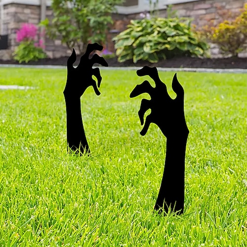 

2 peças de jardim de silhueta de mão fantasma de halloween decorativo