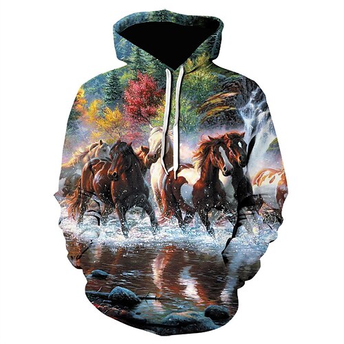 

Men's Pullover Hoodie Sweatshirt Graphic Patterned Animal Print Hooded Daily Work Weekend 3D Print Designer Casual Hoodies Sweatshirts Long Sleeve Brown
