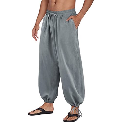 

Herren Hose Hosen Sommerhosen Pumphose Strandhose Baggy Haremshose Tasche Kordelzug Ausgebeult Glatt Komfort Atmungsaktiv Täglich Yoga Baumwollmischung Klassisch Casual / sportlich Lockere Passform