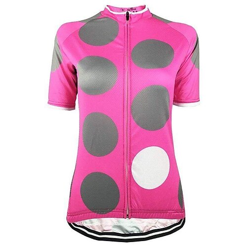 

21Grams Women's Cycling Jersey Short Sleeve Bike Top with 3 Rear Pockets Mountain Bike MTB Road Bike Cycling Breathable Quick Dry Moisture Wicking Rosy Pink Polka Dot Spandex Polyester Sports