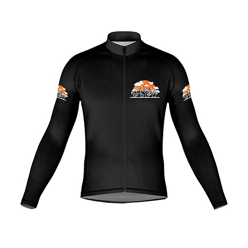 

21Grams Men's Cycling Jersey Long Sleeve Bike Top with 3 Rear Pockets Mountain Bike MTB Road Bike Cycling Breathable Quick Dry Moisture Wicking Reflective Strips Black Graphic Polyester Spandex Sports