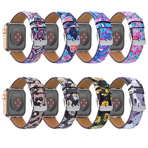 

1PC Smart Watch Band Compatible with Apple iWatch Series 8 7 6 5 4 3 2 1 SE Leather Loop for iWatch Smartwatch Strap Wristband PU Leather Waterproof Adjustable Breathable