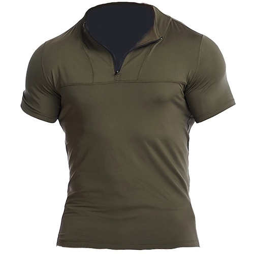 

Homme T shirt Tee Chemises évacuant l'humidité Demi-chemise zippée Plein Col V Plein Air Vacances Manche Courte Zippé Vêtement Tenue Décontractées Confortable