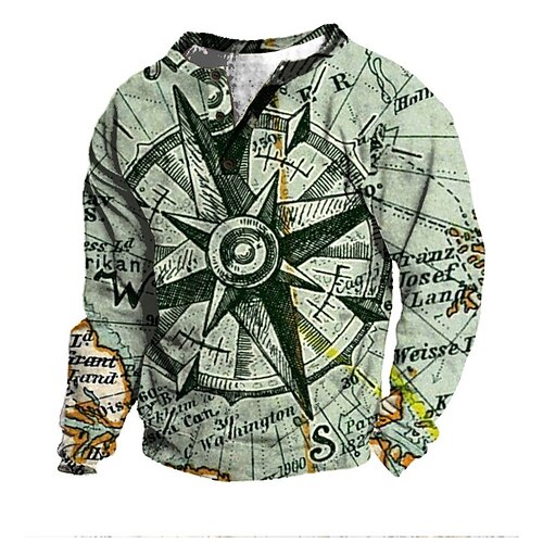 

Herren Unisex Sweatshirt Pullover Zur Seite fahren Grün Grafik-Drucke Bedruckt Casual Täglich Sport 3D-Druck Designer Casual Groß und hoch Frühling Sommer Bekleidung Compass Kapuzenpullover / Langarm