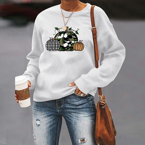 

Women's Sweatshirt Pullover Plaid Checkered Camouflage Punk Print Halloween Daily Sports Hot Stamping Active Streetwear Hoodies Sweatshirts Green White Black