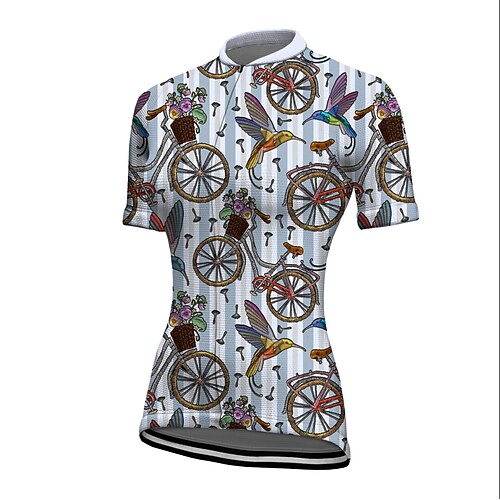 

21Grams Women's Cycling Jersey Short Sleeve Bike Jacket Tracksuit Jersey with 3 Rear Pockets Mountain Bike MTB Road Bike Cycling Cycling Breathable Quick Dry Reflective Strips White Graphic Animal