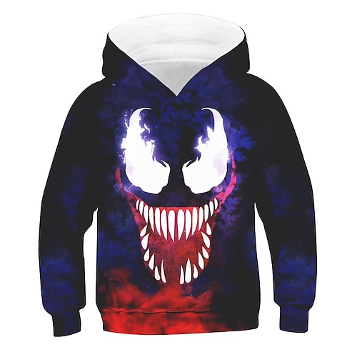 

Kids Boys Hoodie Graphic Outdoor 3D Print Long Sleeve Pocket Active 3-13 Years Fall Navy Blue