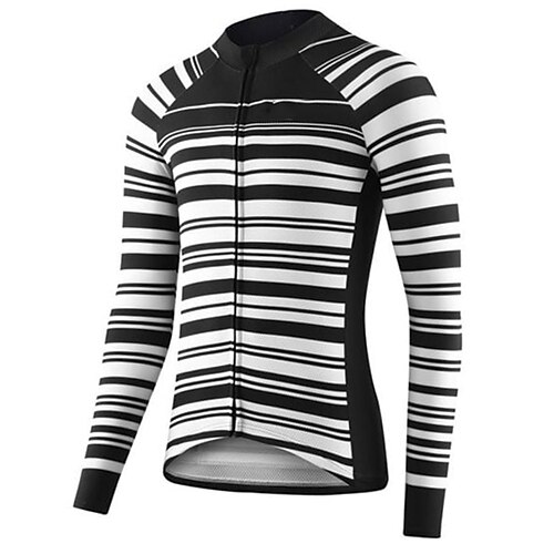 

21Grams Men's Cycling Jersey Long Sleeve Bike Top with 3 Rear Pockets Mountain Bike MTB Road Bike Cycling Breathable Quick Dry Moisture Wicking Reflective Strips Black Stripes Polyester Spandex Sports