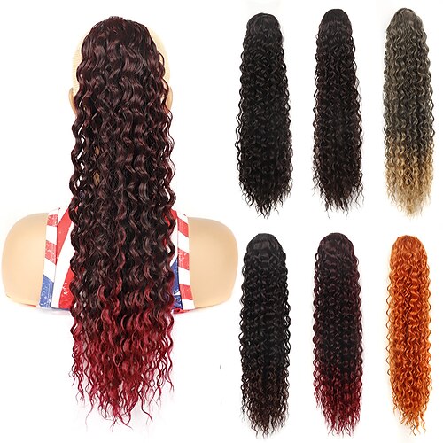 

Drawstring Ponytails Extended / Classic / Easy dressing Synthetic Hair Hair Piece Hair Extension Curly / Deep Curly 24 inch Party / Party / Evening / Daily Wear