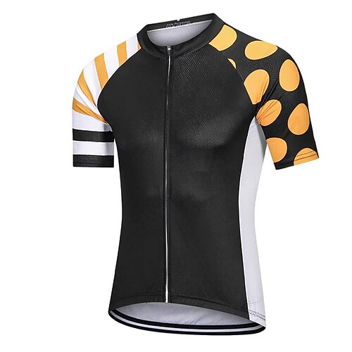 

21Grams Men's Cycling Jersey Short Sleeve Bike Top with 3 Rear Pockets Mountain Bike MTB Road Bike Cycling Breathable Quick Dry Moisture Wicking Reflective Strips Black Polka Dot Stripes Polyester