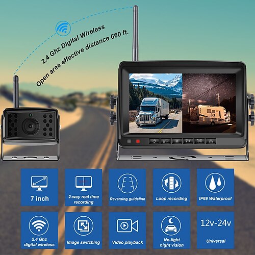 

KSJ-700 7 inch LCD 1080x720 1/4 inch color CMOS Wireless 120 Degree 7 inch Rear View Camera / Car Rear View Kit Waterproof / Night Vision / LCD Screen for Car Reversing camera