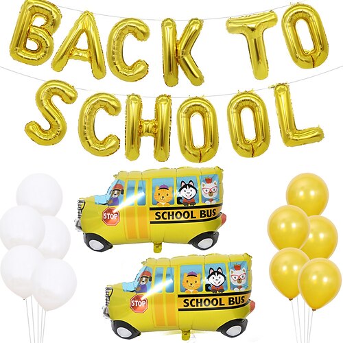 

Back To School Opening Party Decoration Foil Balloon Set Back To School School Bus Balloon Package