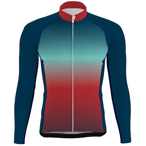 

21Grams Men's Cycling Jersey Long Sleeve Bike Top with 3 Rear Pockets Mountain Bike MTB Road Bike Cycling Breathable Quick Dry Moisture Wicking Reflective Strips Dark Blue Gradient Polyester Spandex