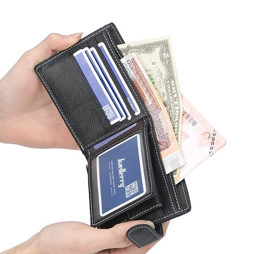 

Leather Men's Wallet Short Retro Buckle Dollar Multifunctional Wallet