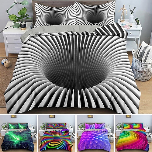 

Duvet Cover Set 3D Vortex Print Bedding Set Geometric Comforter Cover Bedspread Cover with 2 Pillow Shams Microfiber Quilt Cover Breathable Mashine Washable Queen/King /Twin/Single Size