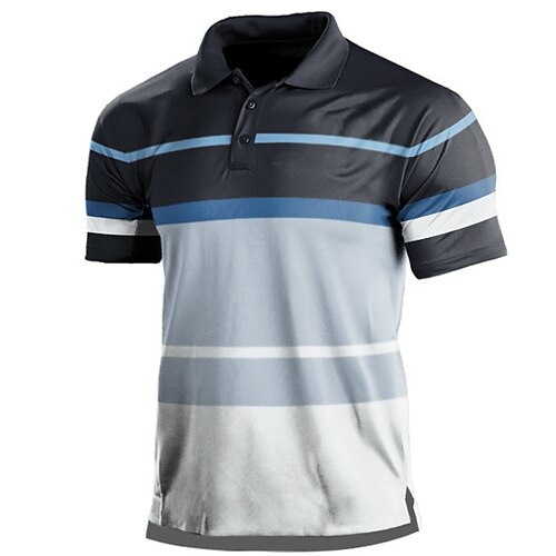 

Men's Collar Polo Shirt Golf Shirt Color Block Turndown Blue / White Print Street Daily Short Sleeve Button-Down Clothing Apparel Fashion Casual Comfortable / Beach