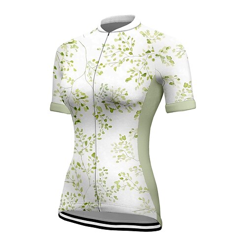 

21Grams Women's Cycling Jersey Short Sleeve Bike Top with 3 Rear Pockets Mountain Bike MTB Road Bike Cycling Breathable Quick Dry Moisture Wicking White Floral Botanical Spandex Polyester Sports