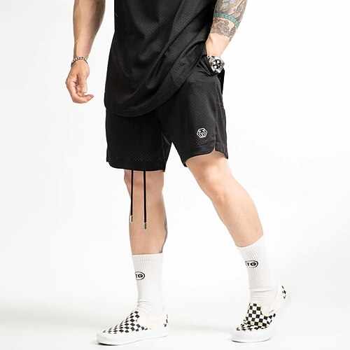 

Double Layer Mesh Shorts Comfortable Breathable Side Pocket Basketball Running Training Pants Sports Casual Fashion.