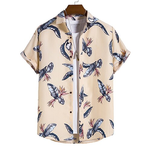 

Homens Camisa Social Floral Aberto para a Lateral Verde Azul Rosa Rosa empoeirada Azul Real Estampado Casual Diário Manga Curta Botão para baixo Imprimir Roupa Algodão Moda Casual Havaiana Respirável