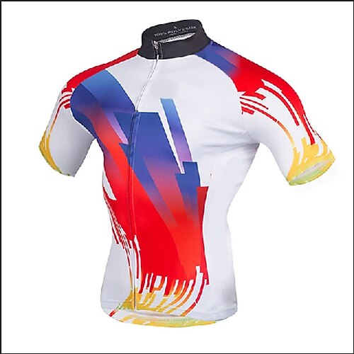 

21Grams Men's Cycling Jersey Short Sleeve Bike Top with 3 Rear Pockets Mountain Bike MTB Road Bike Cycling Breathable Quick Dry Moisture Wicking Reflective Strips White Polyester Spandex Sports