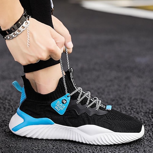 

new men's sports shoes flying woven breathable casual running shoes mesh comfortable cross-border wholesale running shoes for men