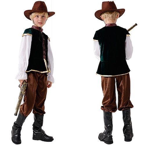 

Prince Rétro Vintage Epoque Médiévale 17ème siècle Pantalon Bal Masqué Jambières Chapeau de cowboy Garçon Enfant Costume Vintage Cosplay Fête / Soirée Haut